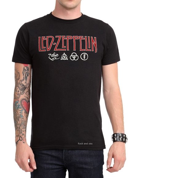 Led Zeppelin Logo Symbols metal rock Official T-Shirt 2XL XXL NWT - Picture 1 of 2